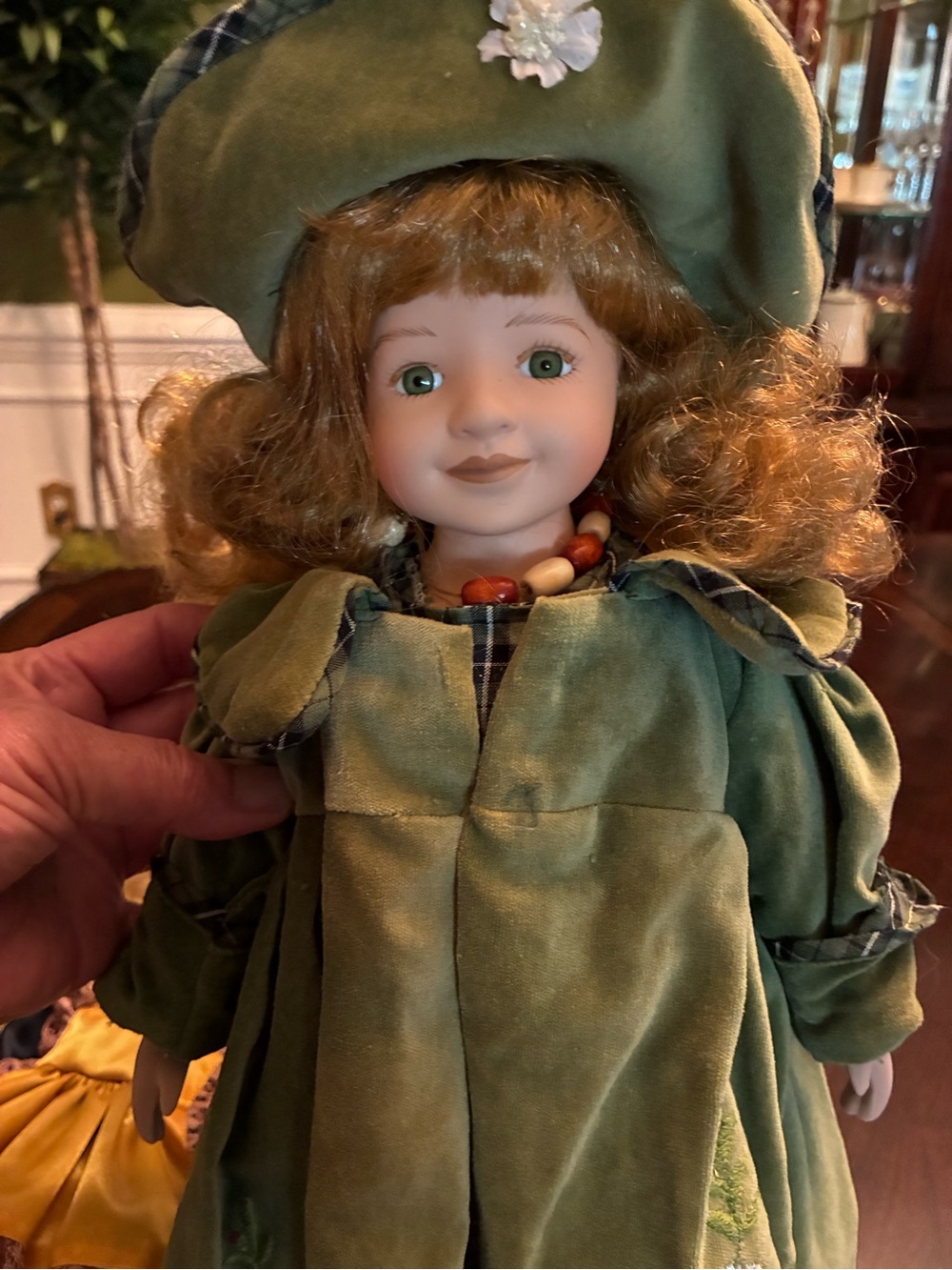 Green Portrait Doll with Green Eyes - Classic Cloth Dress